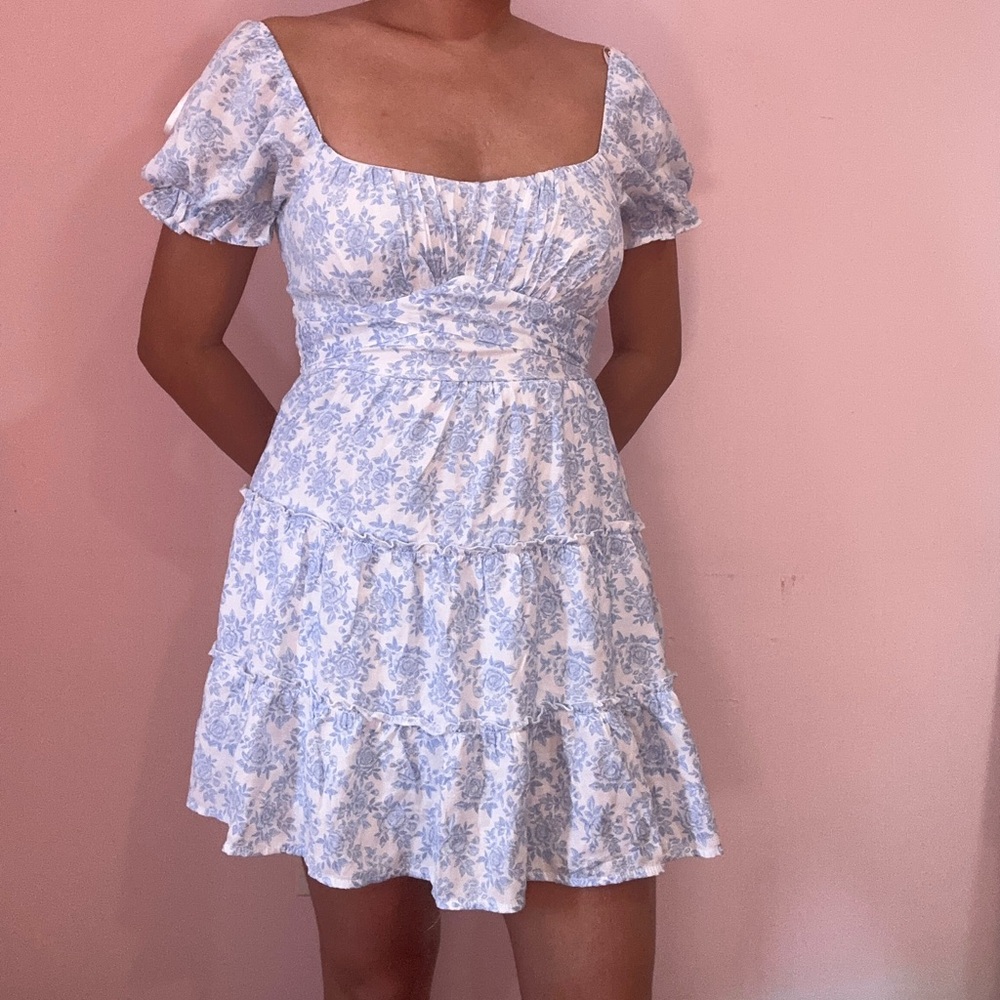 Floral Blue and White Women's Dress